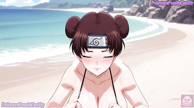 Naruto’s Genin gets her big tits stuffed raw on a beach BJ hentai