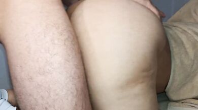 Latina milf husband fucks tight ass from behind creampie