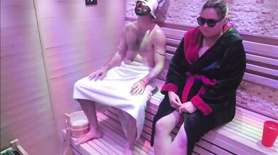 Strangers in Sauna fucking raw on heated benches