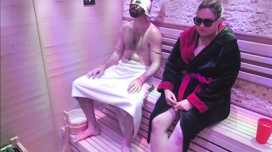 Strangers in Sauna fucking raw on heated benches