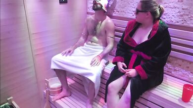 Strangers in Sauna fucking raw on heated benches