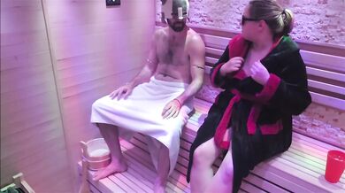 Strangers in Sauna fucking raw on heated benches