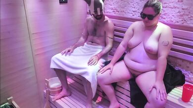 Strangers in Sauna fucking raw on heated benches