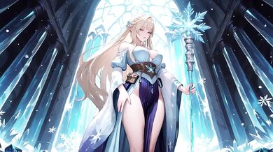 Ice Queen Unleashed Teases with Frosty Gaze in Crystal Hall Blonde Nymph's Dreamy Gothic Fantasy