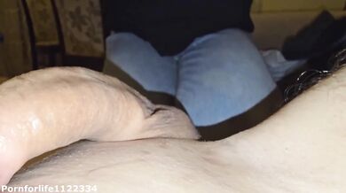 Neighbor's cheating girlfriend deep throats my cock while he's at work