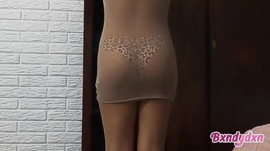 She puts on her panties after showering latina sensually alone
