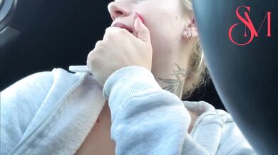 Blonde Tattooed Brit Gets Filthy in Parked Car Solo