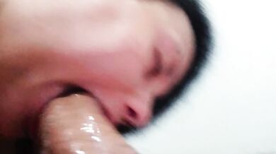 POV destroyed sloppy spit deepthroat gagging ebony blowjob chokes on big dick