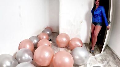 Denim Dominant MILF Balloon Humiliation Popped Deepthroat Doggy Double Cum