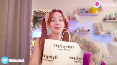Halloween Unboxing redhead teen tease naked solo