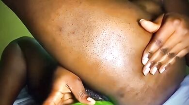 Kenyan girl destroyed by cucumber fuck and hardcore anal cream pie
