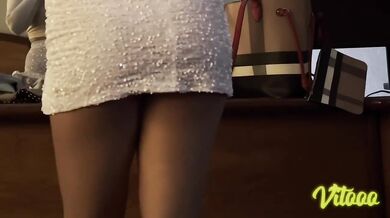 Latina in white miniskirt gets fucked hard by her boyfriend