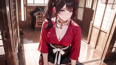Forbidden Miko first time kneeling at shrine worshipping raw intimate encounter