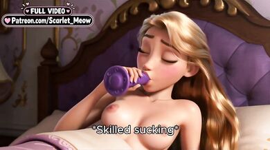 18 year old Rapunzel takes her first blowjob deep in cartoon porn