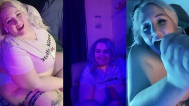 Blonde BBW milf squirting on couch after party POV teases while you jerk off