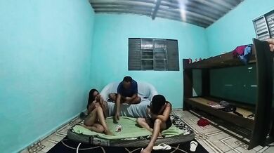 Wife’s birthday gift her friend’s anal threesome
