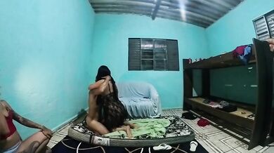Wife’s birthday gift her friend’s anal threesome