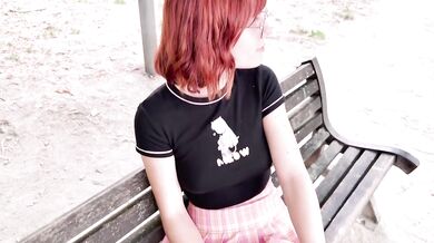 Gorgeous redhead teen caught betraying boyfriend with stranger at park roughsex