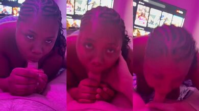 Young ebony sucks my dick at her mamas crib big ass bwc