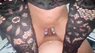 Stepdaughter caught me after shower now im fucking her big cock in her tight pussy