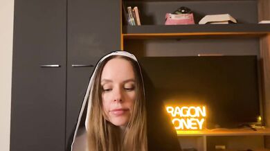 Nun confesses sins with mouth wide open sloppy deep throat confession