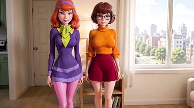 Daphne and Velma get fucked raw in their apartment threesome