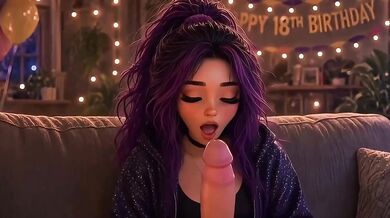18th Birthday Breaking Virgin Blowjob Cumshot ai cartoon hentai