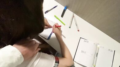 Hot teen ass destroyed in after-school homework session first time blowjob doggy style
