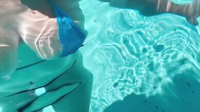 Italian gigantic natural tits squished in bikini pool water