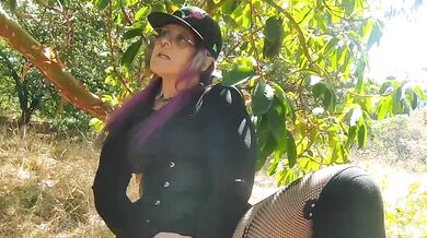 Milf dildo wrecks her wet pussy in public till strangers gag