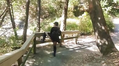 Milf dildo wrecks her wet pussy in public till strangers gag