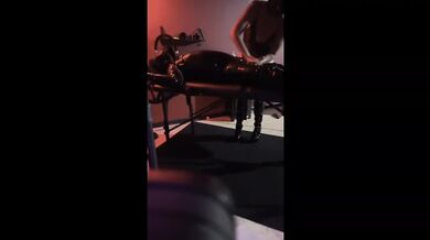 Raw gas mask breath play with tight latex bonded and jerked off