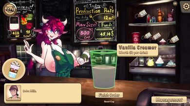 Making a special café con leche with her big cow tits