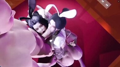 Two Sluts Share One Big Cock in 3D Hentai Rough Cartoon