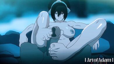 Feet worshipping Toph's big ass in a relaxing bath