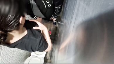 Korean college girl fucked raw in public restroom during her shift