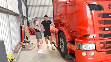Cuckold husband catches cheating wife fucked raw in fake truck by trucker