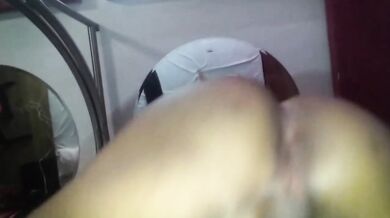 Hard doggy fucked while cuckold works wife gets creampied raw interracial cheating