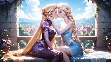 Elsa And Rapunzel Squirted Pussy Licking Kiss With Mutual Orgasm