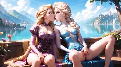 Elsa And Rapunzel Squirted Pussy Licking Kiss With Mutual Orgasm