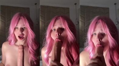 TikTok sluts college blonde shaved pussy riding dildo while fingering her tight wet cunt