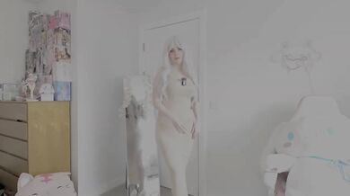 egirl egirl anime cosplay cosplay skims bodysuit huge fake tits blonde destroyed choked gushing