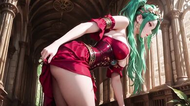 Greeneyed Warlock in Red Armor gets her tight cunt pounded raw in the arcade