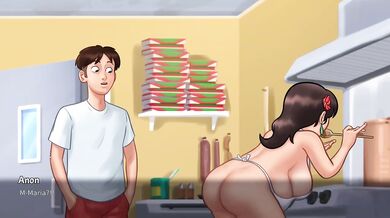 Summertime Saga Maria brand new hardcore sex in the pitza store big dick milf