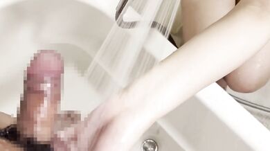 Japanese nurse licks balls in steaming bath huge tits soapy hands stroke cock