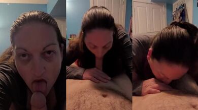 Milf takes massive cock deep in throat till gushing