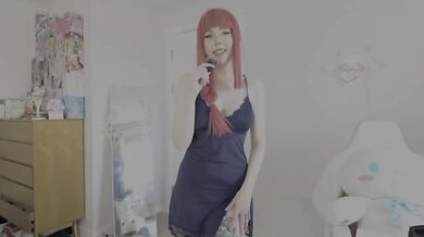 Slutty Makima bodycon dress egirl cosplay fucked hard