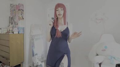 Slutty Makima bodycon dress egirl cosplay fucked hard