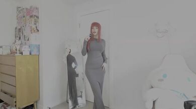 Slutty Makima bodycon dress egirl cosplay fucked hard
