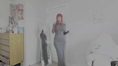 Slutty Makima bodycon dress egirl cosplay fucked hard